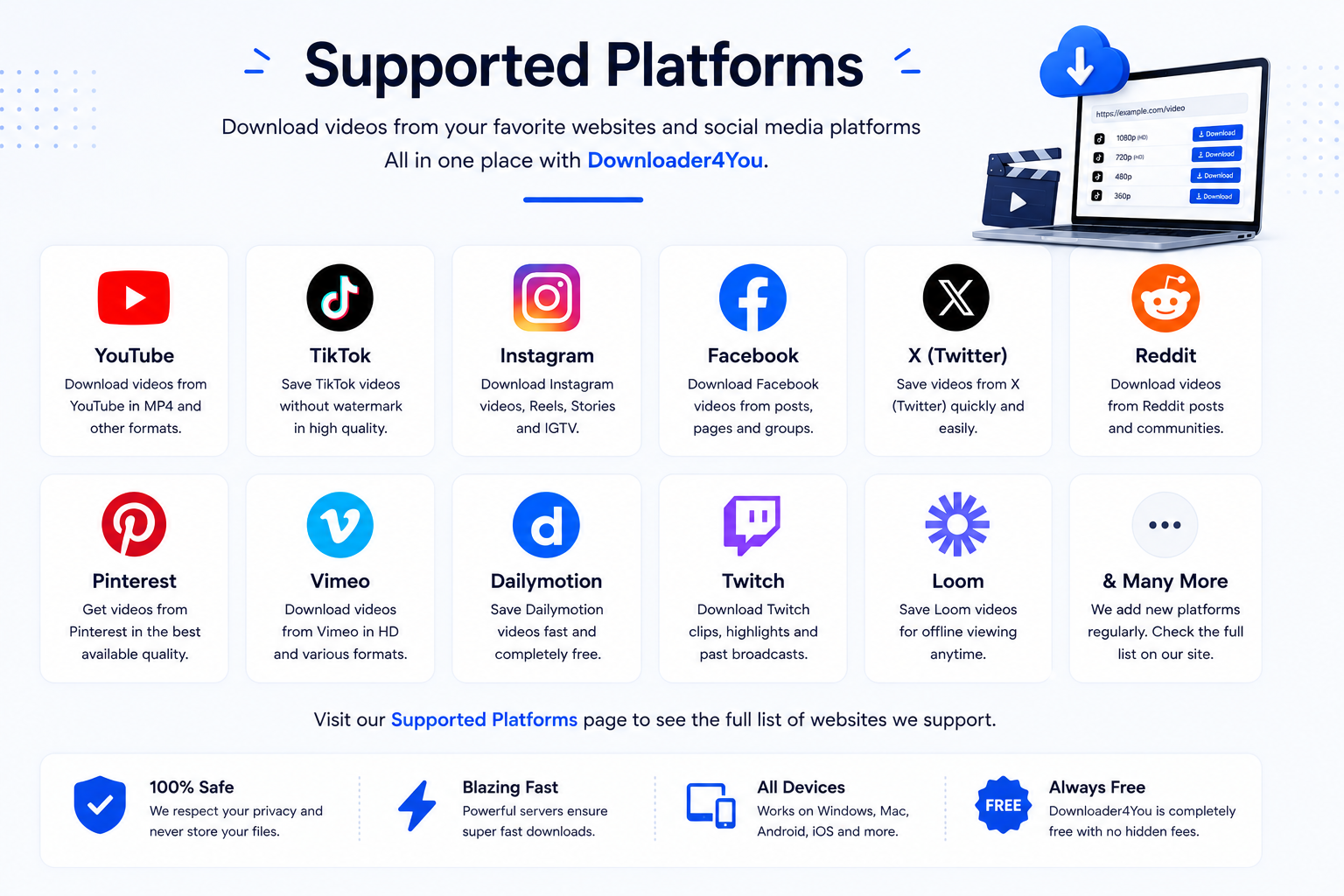 Video Downloader supported platforms